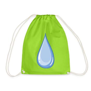 Blauer glänzender Wassertropfen - Turnbeutel - Neongrün - Vorne