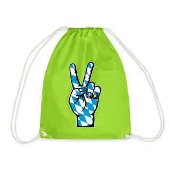 Bavaria Flag Peace Victory Symbol - Drawstring Bag - neon green - Front