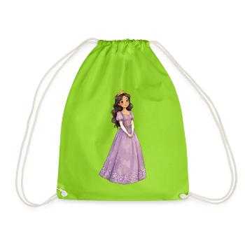 Lila Prinzessin mit Krone - Turnbeutel - Neongrün - Vorne