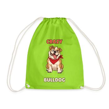 Verrückter Bulldogge – Lustiger englischer Bulldogge - Turnbeutel - Neongrün - Vorne