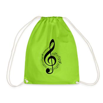 The treble clef - Drawstring Bag - neon green - Front