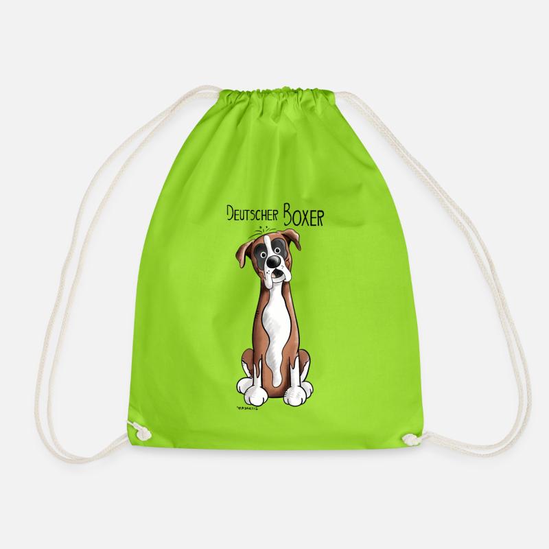 Happy Deutscher Boxer - Turnbeutel - Neongrün