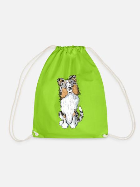 Süßer Sheltie - Shelties - Shetland Sheepdog - Dog - Turnbeutel - Neongrün