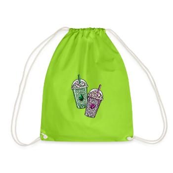 Gemstone Iced Coffee – Pink & Green Crystal Drinks - Turnbeutel - Neongrün - Vorne