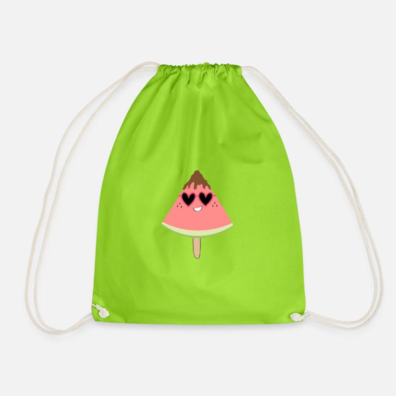watermelon summer - Drawstring Bag - neon green