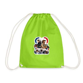Patriotic Firefighter and Farmer Heroes - Drawstring Bag - neon green - Front