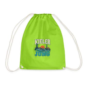 Kieler Jung - Maritime Skyline von Kiel - Turnbeutel - Neongrün - Vorne