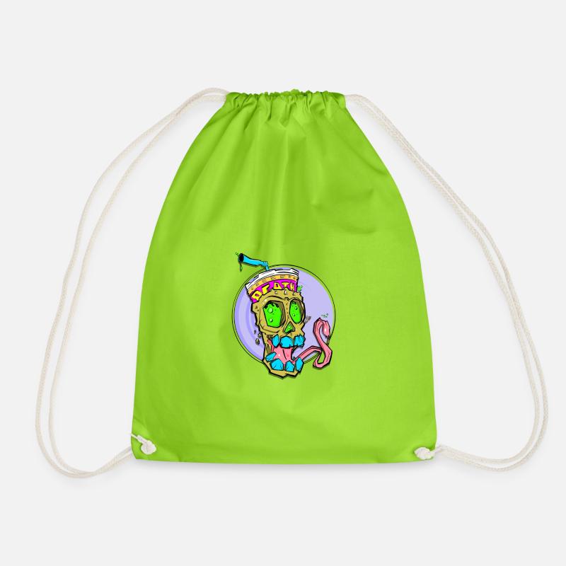 Neon Schädel mit Farbschock - Turnbeutel - Neongrün