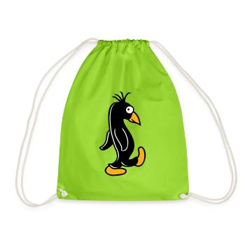 Pinguin läuft ulkig dumm guckt lustig doof albern - Turnbeutel - Neongrün - Vorne