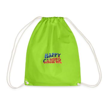 Happy Camper: Bunte Doodle Illustration - Turnbeutel - Neongrün - Vorne