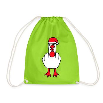 Seagull Middle Finger Fuck You Angry Christmas - Drawstring Bag - neon green - Front