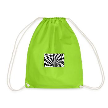 Hypnotic Checkerboard Spiral - Drawstring Bag - neon green - Front