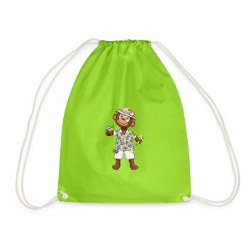Lustiger Affe mit Banane Hawaii Sommer Motiv - Turnbeutel - Neongrün - Vorne