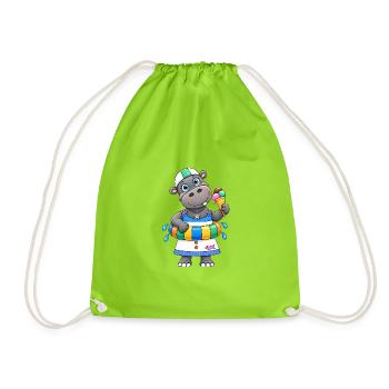 Nilpferd Sommer Lustiges Hippo - Turnbeutel - Neongrün - Vorne
