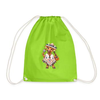 Mexiko Stier mit Poncho - Turnbeutel - Neongrün - Vorne