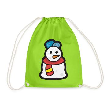 Schneemann - Frohe Weihnachten - Turnbeutel - Neongrün - Vorne