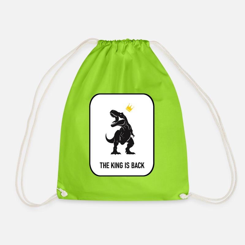 T-rex, The King, King, Dinosaur , The king is back - Turnbeutel - Neongrün