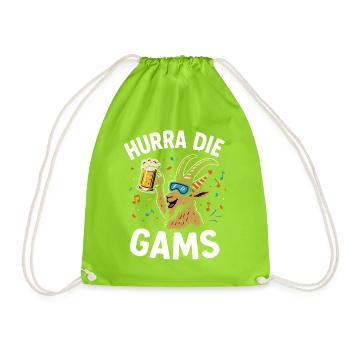Hurray the chamois – Funny après-ski & alpine pasture saying - Drawstring Bag - neon green - Front