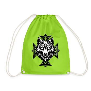 Wolfshead Kreuzornament - Turnbeutel - Neongrün - Vorne
