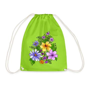 Blumen - Turnbeutel - Neongrün - Vorne