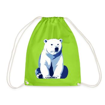 Ours polaire bleu grand ours polaire amical assis - Sac de sport léger - vert néon - Devant