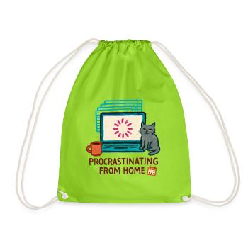 Telecommuting - telecommuting - Full Remote - Drawstring Bag - neon green - Front