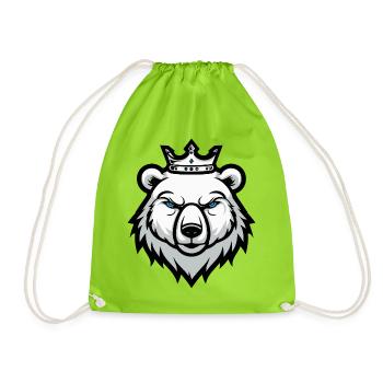 Portrait d’ours polaire Couronne tête d’ours polaire - Sac de sport léger - vert néon - Devant