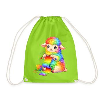 Tricote mignonne de moutons arc-en-ciel - Sac de sport léger - vert néon - Devant