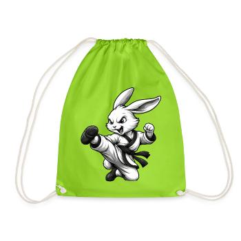 Karate Hase Dojo Kampfsport Fun Design - Turnbeutel - Neongrün - Vorne