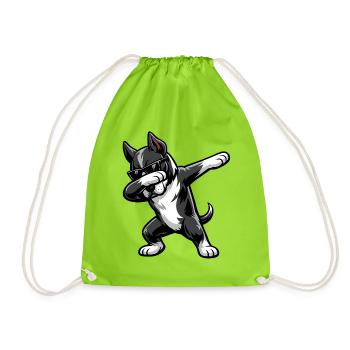 Dabbing Great Dane in comic style - Drawstring Bag - neon green - Front