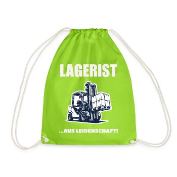 Lagerist Aus Leidenschaft Staplerfahrer Geschenk - Turnbeutel - Neongrün - Vorne