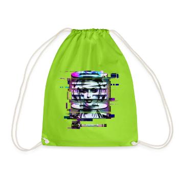 Glitch Techno Girl - Drawstring Bag - neon green - Front