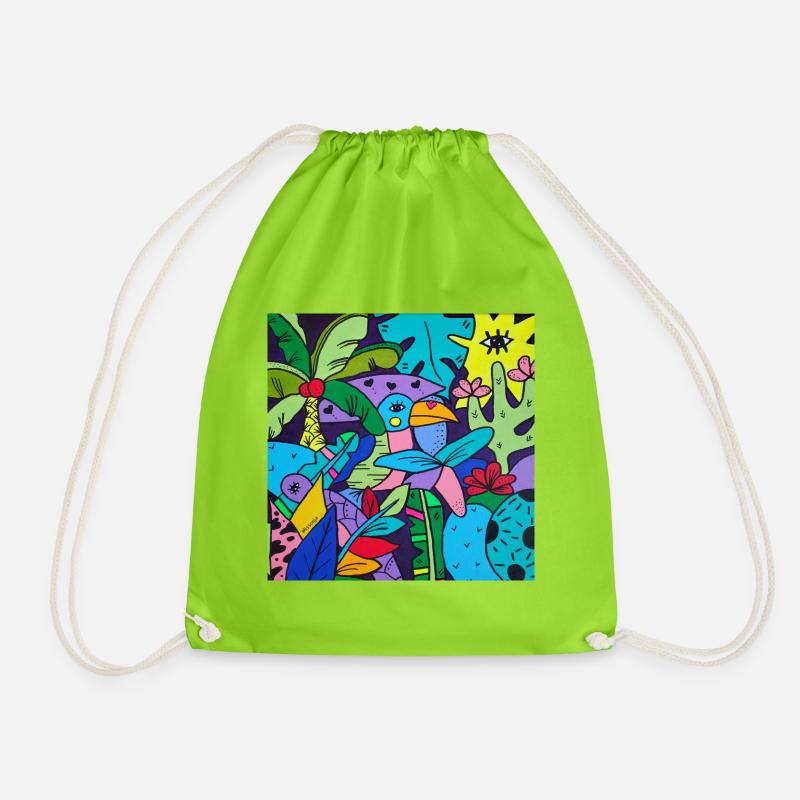 The Pop Art toucan - Drawstring Bag - neon green
