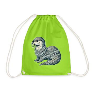 Knitted Otter - Turnbeutel - Neongrün - Vorne