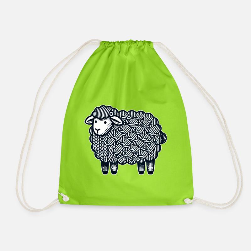 Knitted Sheep - Turnbeutel - Neongrün