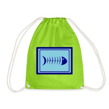 SARDINE. FISH. APRIL FOOL. EASTER. SEA - Drawstring Bag - neon green - Front