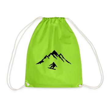 Snowboard und Berg, Snowboarden - Turnbeutel - Neongrün - Vorne