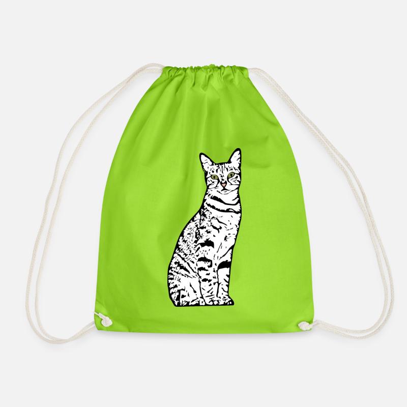 weiße Katze Katze weiß Katzen Geschenk - Turnbeutel - Neongrün