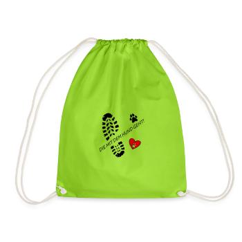 Who goes with the dog! for dog lovers with 💖🐾 - Drawstring Bag - neon green - Front