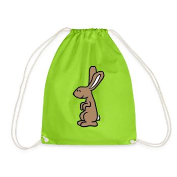 Lapin Lapin Dessin animé Petit Animal Mignon - Sac de sport léger - vert néon - Devant