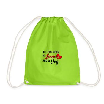 All You Need Is Love AND a Dog - Herz mit Pfote - Drawstring Bag - neon green - Front
