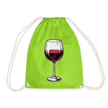 Weinglas Silhouette Rotwein - Turnbeutel - Neongrün - Vorne
