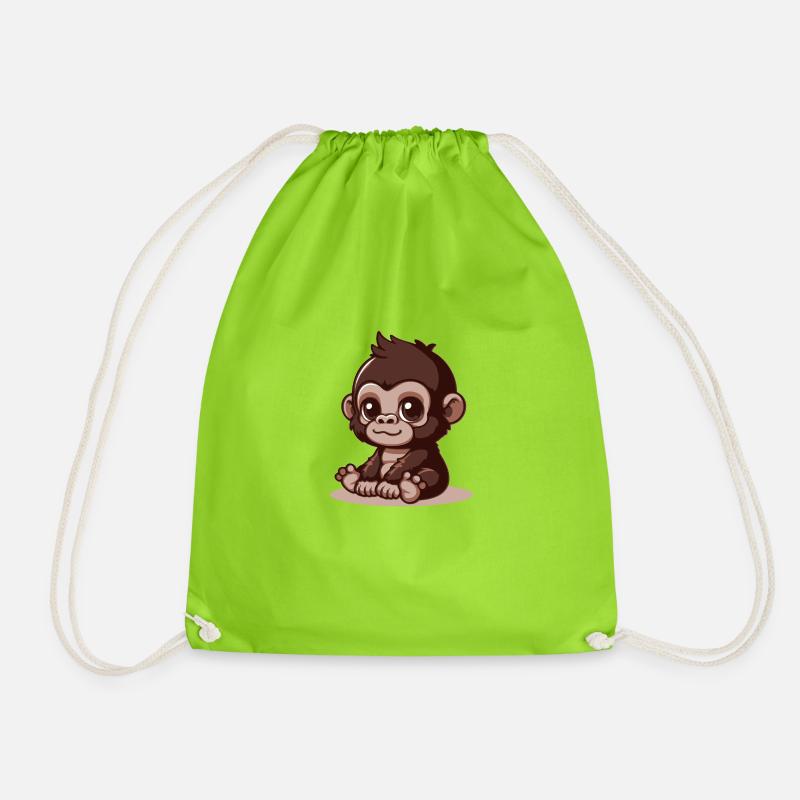 Baby Gorilla - Drawstring Bag - neon green
