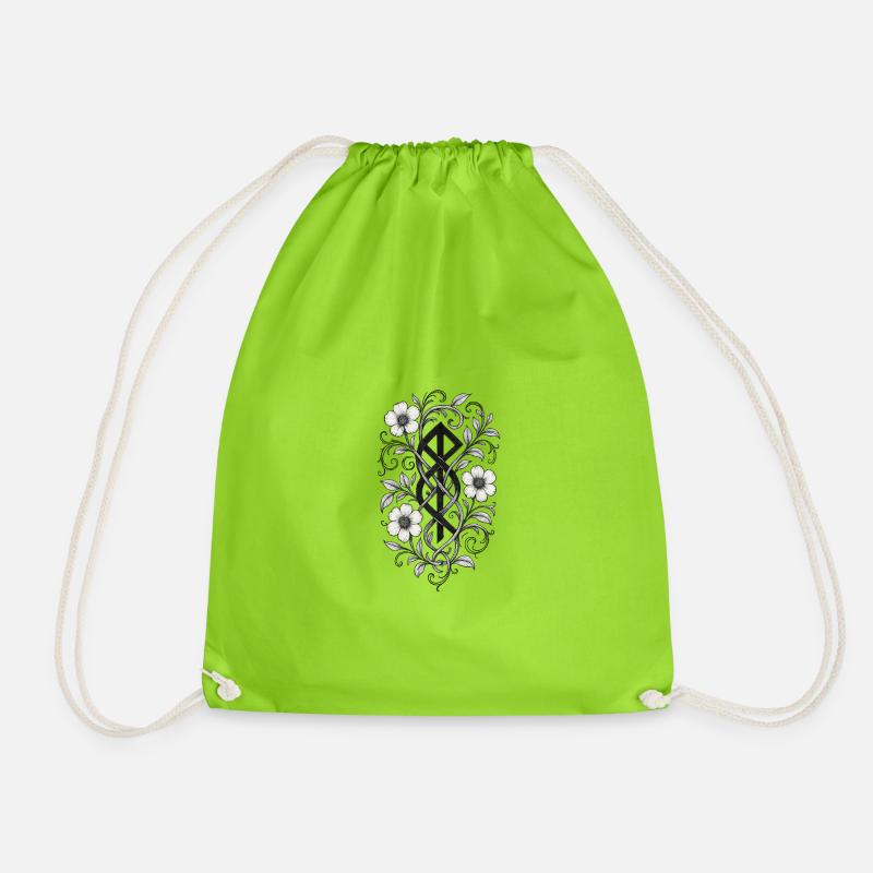 Floral Justice - Drawstring Bag - neon green