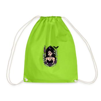 Sorcière gothique violette - Sac de sport léger - vert néon - Devant