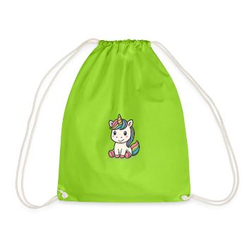 Licorne pastel crinière arc-en-ciel - Sac de sport léger - vert néon - Devant