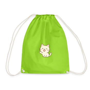 Chat heureux - Sac de sport léger - vert néon - Devant
