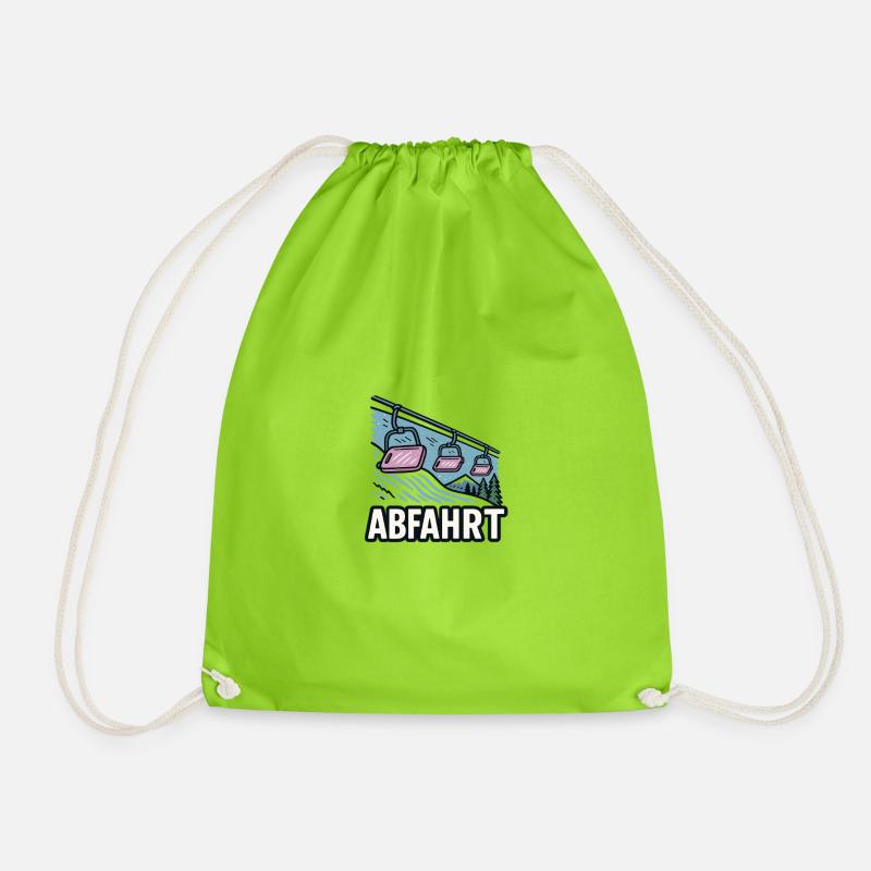 Slope ski lift Landschaftsdesign - Drawstring Bag - neon green