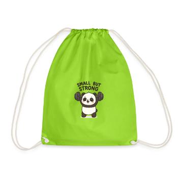 Kleiner Panda mit Gewichtheber-Motiv - Turnbeutel - Neongrün - Vorne