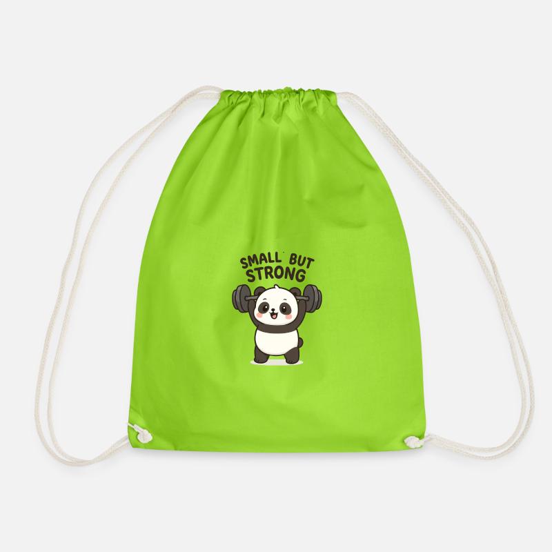 Little panda with weightlifting motif - Drawstring Bag - neon green